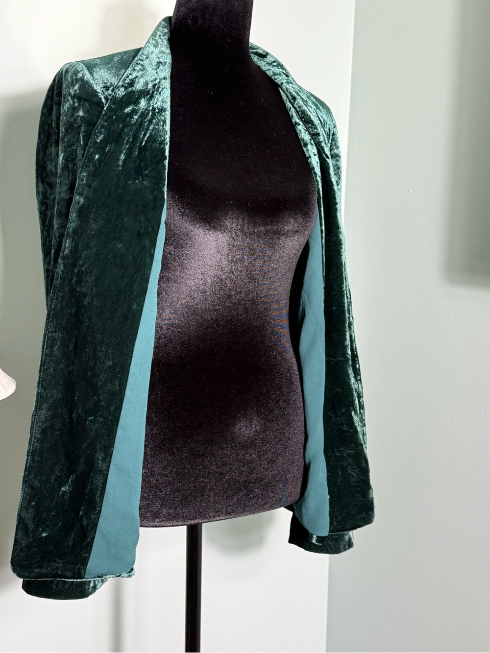 Loft Women's Velvet Open-Front Jacket - Dark Green Size Small - Picture 9 of 9